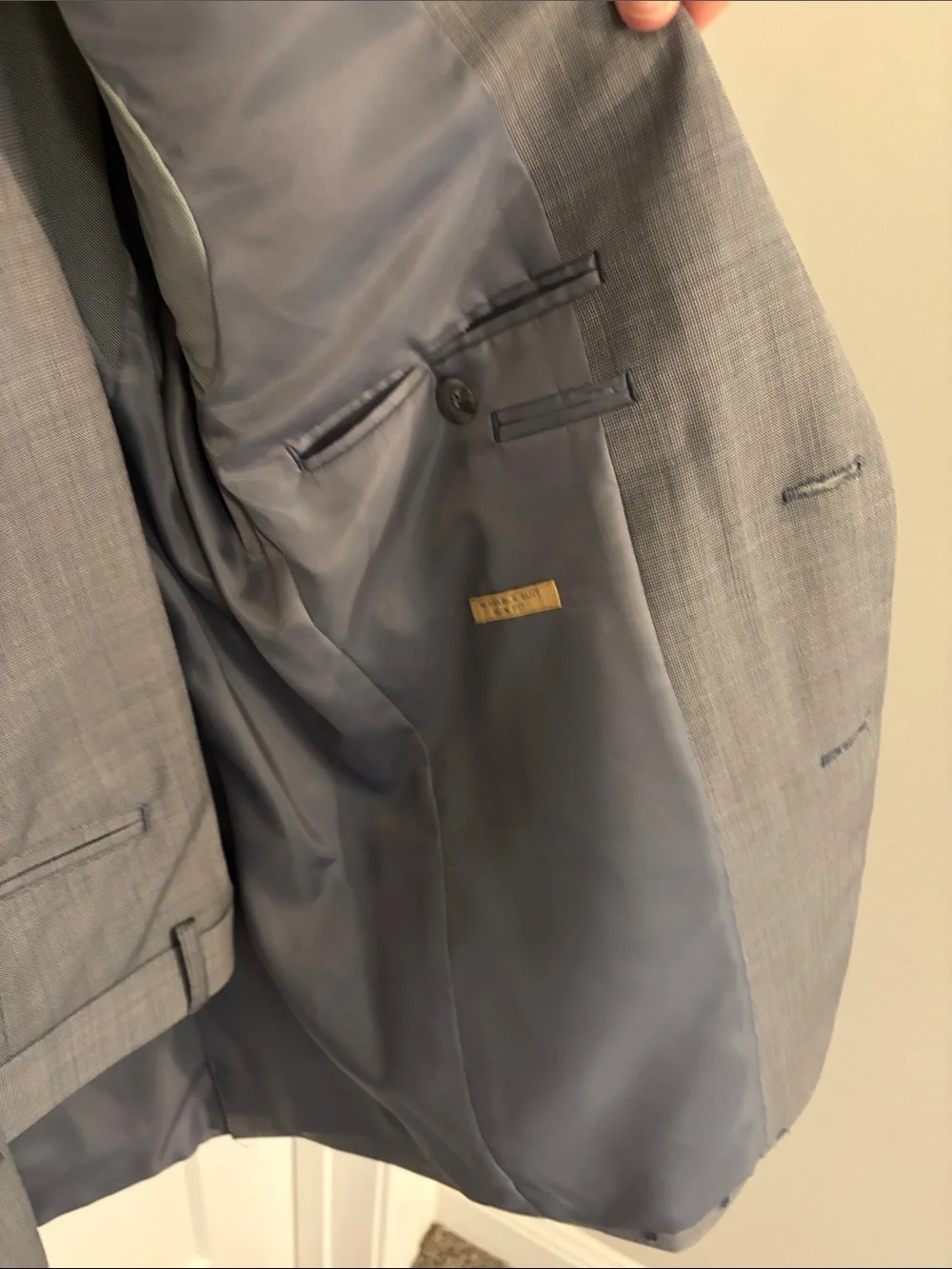 Joseph Abboud Men's Grey Textured Two-Button Suit Jacket and Pants